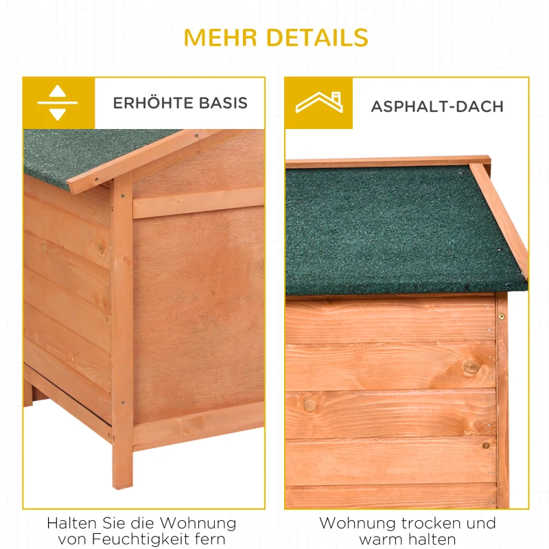 PawHut Kleintierstall mit Freilauf, herausnehmbare Bodenwanne, aufklappbares Dach, 146,7 cm x 95, 5 cm x 69 cm