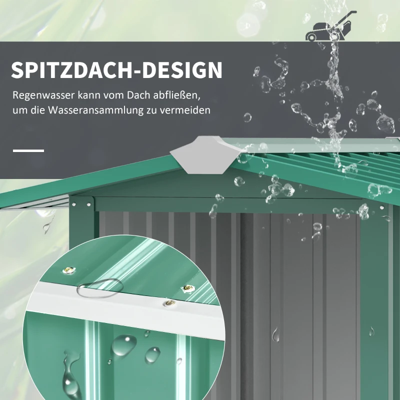 Outsunny Mähroboter Garage aus verzinkte Stahl Überdachung mit Satteldach, wetterfest Garage für Rasenmäher Unterstand Rasenroboter Carport, 88 x 87 x 60 cm Dunkelgrün