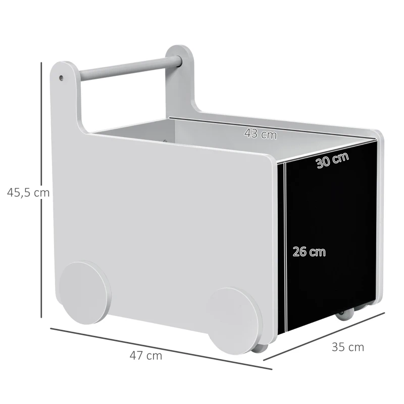 HOMCOM 2-in-1 Lauflernwagen Aufbewahrungsbox Baby Lauflernhilfe Spielzeugkiste mit Räder Griff Bücherkiste Aufbewahrungskorb für 1-4 Jahre Kinder Spielzimmer MDF-Platte Grau 47 x 35 x 45,5 cm