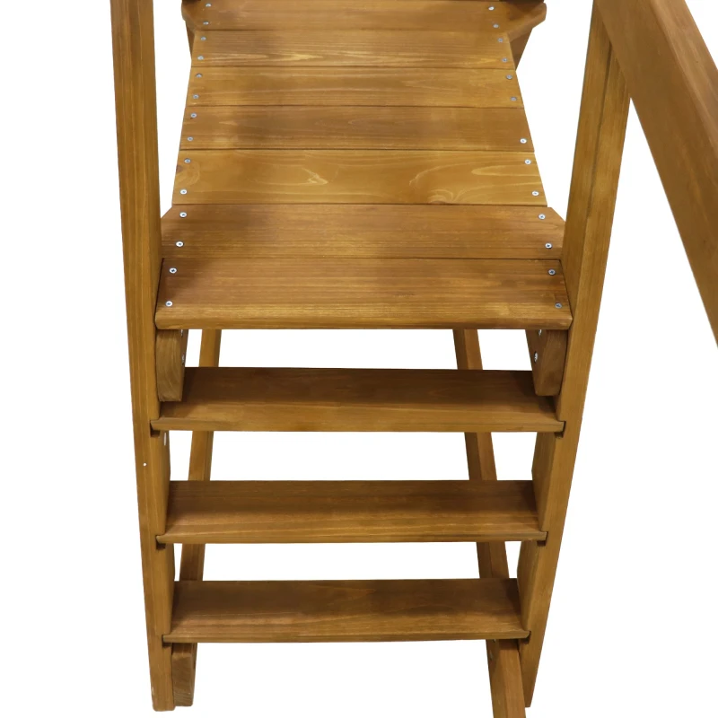 Altalena in legno doppia per bambini con scivolo e scala da arrampicata, 239x240x169 cm, colore naturale