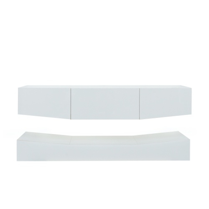 Mobile Porta TV Sospeso Moderno con Illuminazione LED, 3 Ripiani, in Truciolare, 180x40 cm - Mobiletto Porta TV Particolare, Bianco