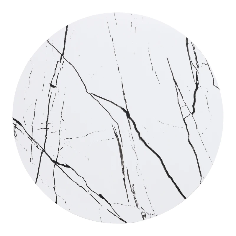 Set di Tavolini da Salotto Moderno Incastro in Stile Marmo con Struttura Metallica Dorata, Design Versatile, 70x70x45 cm + 50x50x40 cm, Bianco