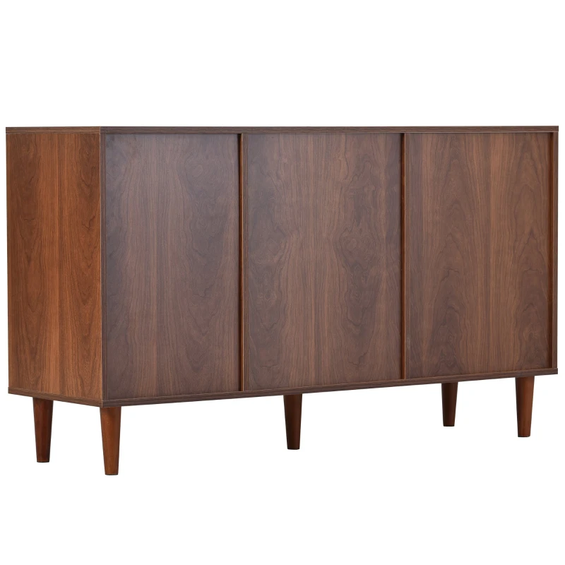 Credenza Moderna in Stile Naturale con Inserti in Rattan, Tre Porte e Due Cassetti Irregolari, 130x75,5x40 cm per Soggiorno o Cucina, Rattan