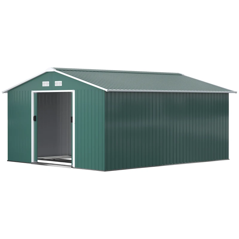 Outsunny Magazie Unelte din Otel Galvanizat, Anti Rugina 3.4 x 3.86 x 2 m, Verde(m-14)