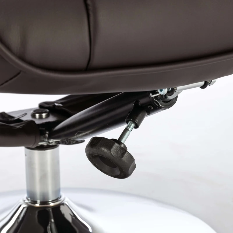 PU Leather Massage Chair with Ottoman Stool, Metal Frame, Ergonomic Design Backrest, Adjustable Swivel Base, 79x79x106 cm, Brown