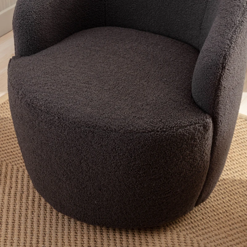 Teddy Fabric Ergonomic Chair with Comfy Backrest, Executive Home Office Chair with 360° Swivel, 64x64x71 cm, Dark Gray