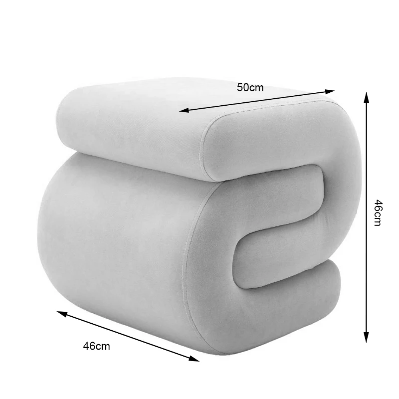 Velvet Ottoman Pouffe Stool with S-Shape Wavy Design, No Assembly Required, Easy maintenance, 50×46×46 cm, Coffee