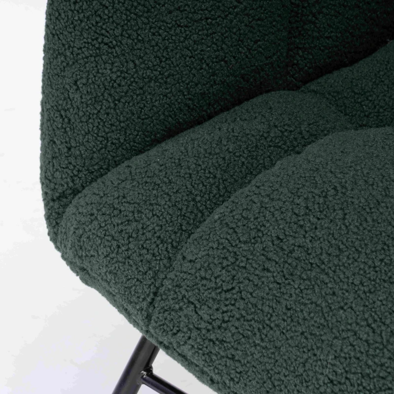 Teddy Fabric Modern Rocker with Padded Seat and Metal Base, Tufted Upholstered Comfy Chairs for Outdoor, 80x70x95 cm, Dark Green