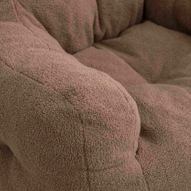 Teddy Fabric Recliner Sofa with Soft Tufted Foam, No Assembly Required, Kids Chair for Bedroom, Study, Living Room, 100x94x70 cm, Brown