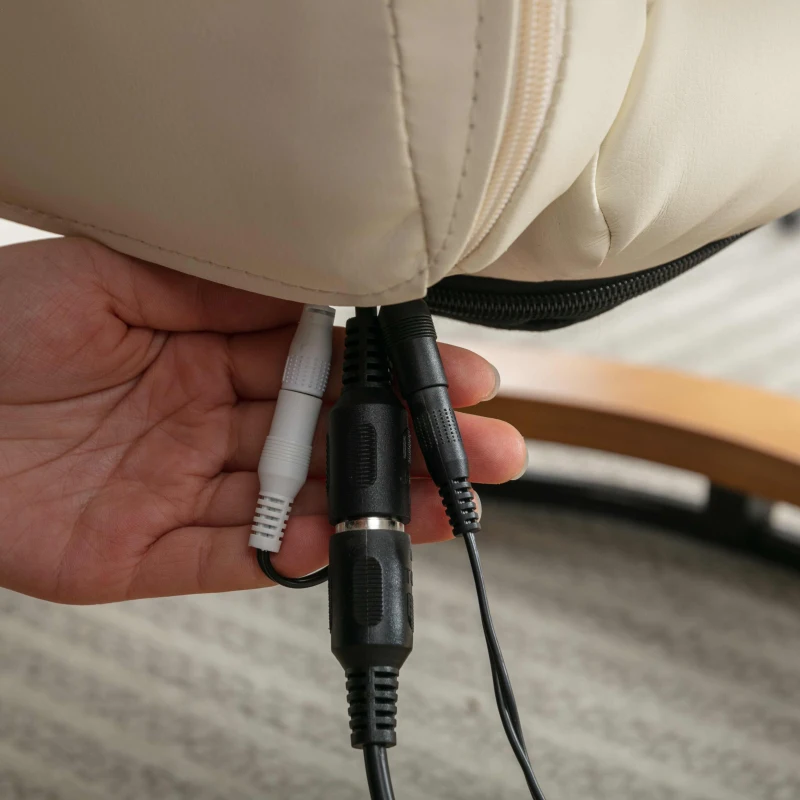 PU Leather Electric Recliner Armchair with 5 Point Massage, Ottoman Footstool, Bentwood Base, 85x67x103 cm, Beige