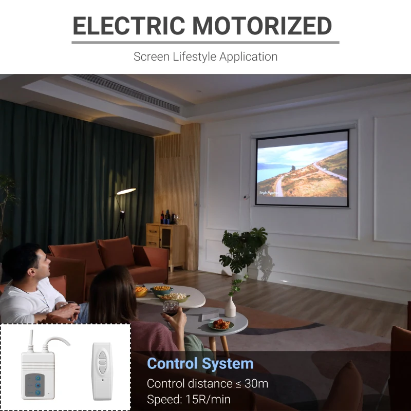 HOMCOM Ekran projekcyjny z pilotem, 84 cale, Format 4:3, 171x130 cm, Biały