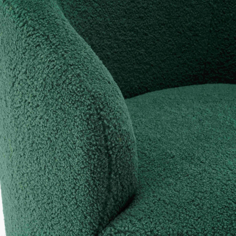 Teddy Fabric Swivel Armchair with Ergonomic Backrest and 360° Rotation, Sofa Chairs for Reading Room, 64x64x71 cm, Dark Green