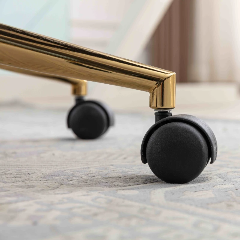 Adjustable Height Ergonomic Swivel Executive Office Chair with Gold Legs and Backrest, 58x58x86 cm, Dark Gray