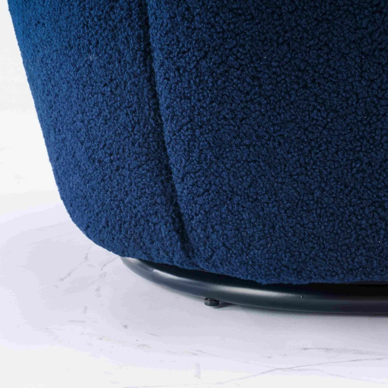 Teddy Fabric Swivel Armchair with Ergonomic Backrest, 360° Swivel Sofa Chairs for Living Room, 64x64x71 cm, Dark Blue