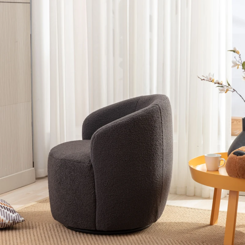 Teddy Fabric Ergonomic Chair with Comfy Backrest, Executive Home Office Chair with 360° Swivel, 64x64x71 cm, Dark Gray