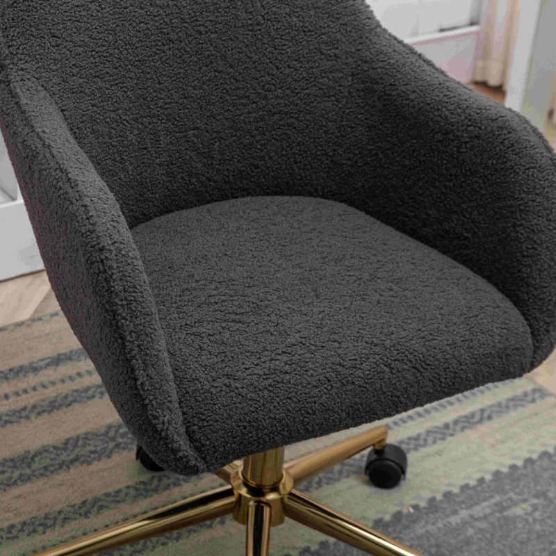 Adjustable Height Ergonomic Swivel Executive Office Chair with Gold Legs and Backrest, 58x58x86 cm, Dark Gray