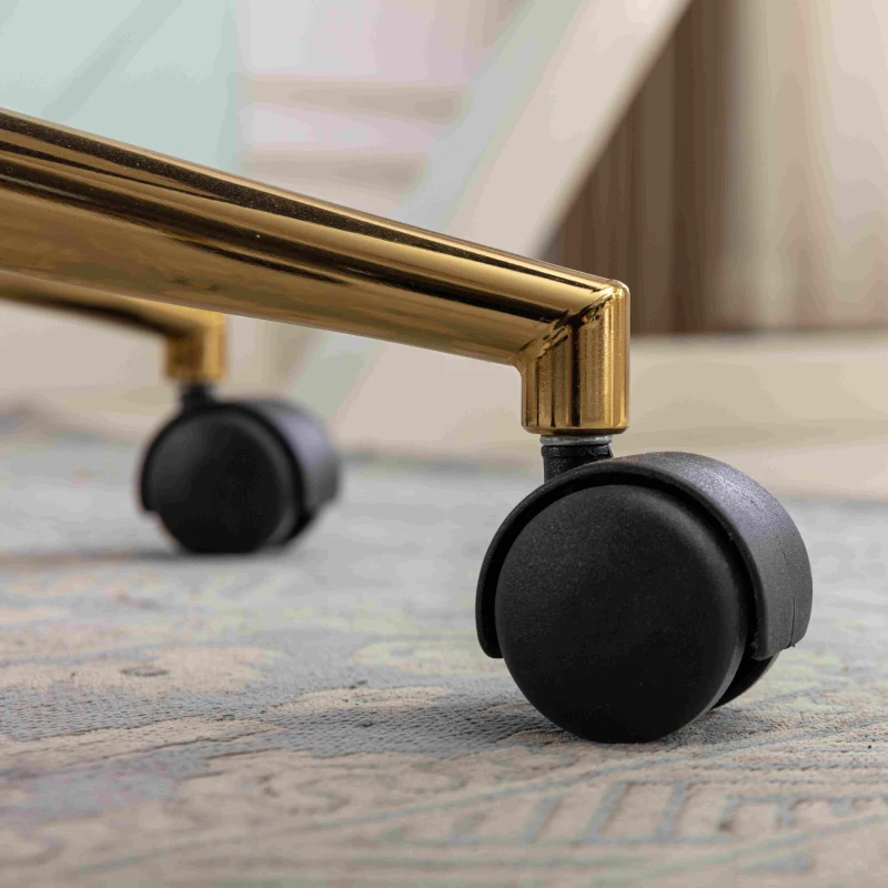 Adjustable Height Ergonomic Swivel Executive Office Chair with Gold Legs, 58x58x86 cm, Green