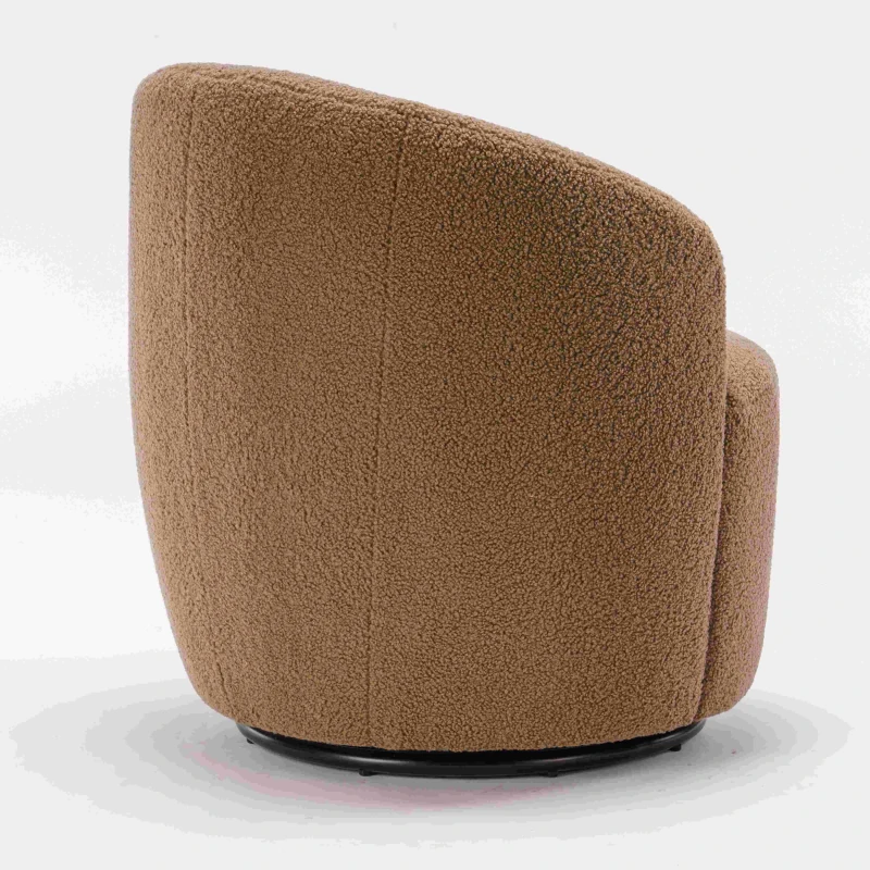 Teddy Fabric 360° Swivel Armchair with Ergonomic Design, Metal Base, Sofa Chair for Bedroom, Living Room, 64x64x71 cm, Coffee