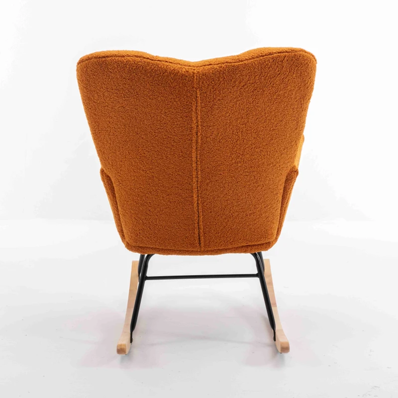 Modern Teddy Armchair with Padded Seat, Fabric Tufted Upholstered Rocking Garden Chair, 80x70x95 cm, Caramel