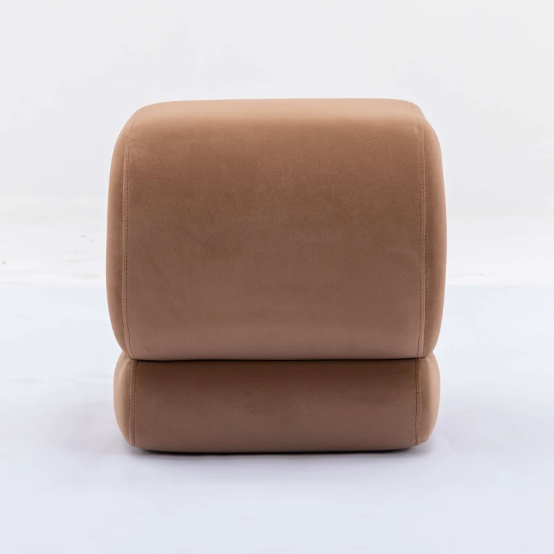 Velvet Ottoman Pouffe Stool with S-Shape Wavy Design, No Assembly Required, Easy maintenance, 50×46×46 cm, Coffee