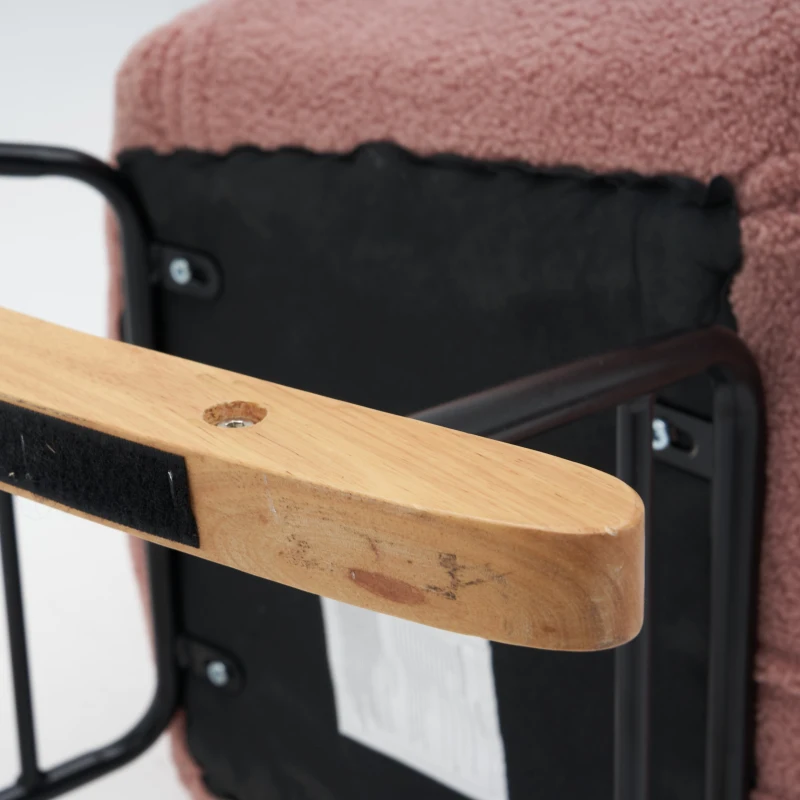 Teddy Fabric Modern Rocker with Padded Seat, Metal Base, Tufted Upholstered Comfy Chairs for Outdoor, 80x70x95 cm, Pink