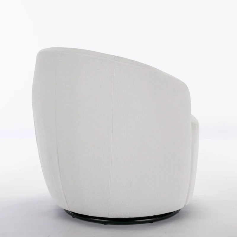 Chenille Fabric Swivel Armchair with Ergonomic Backrest and Wooden Frame, Sofa Chairs for Living Room, 64x64x71 cm, Ivory