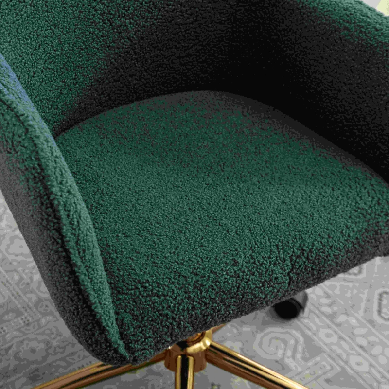 Adjustable Height Ergonomic Swivel Executive Office Chair with Gold Legs, 58x58x86 cm, Green