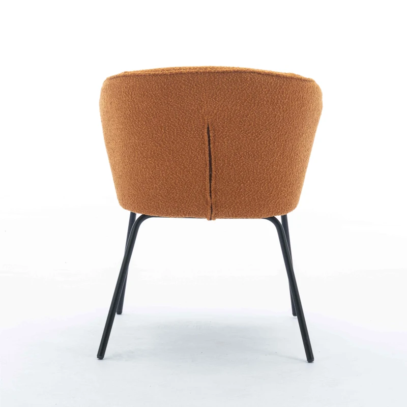 2 Pack Modern Boucle Fabric Wingback Accent Chairs with Black Powder Coated Metal Legs, 62x63.5x75 cm, Orange