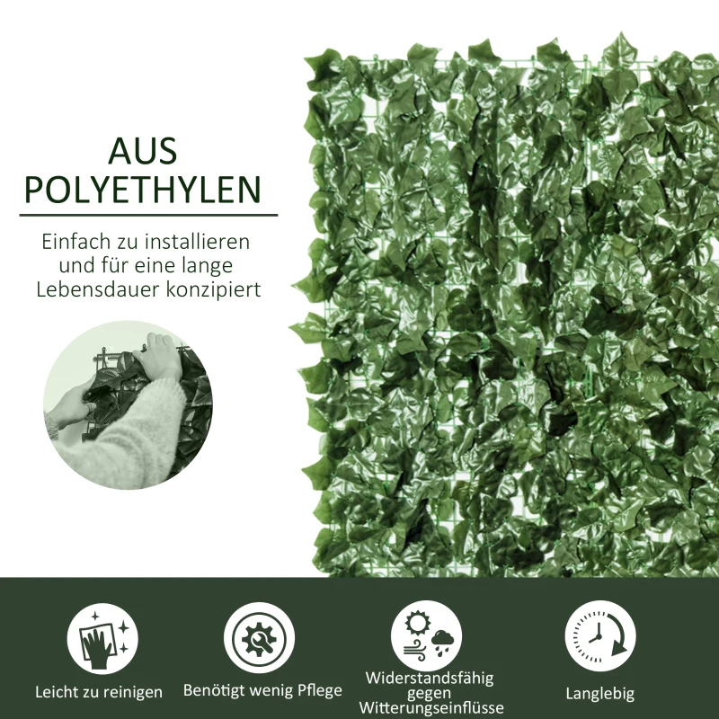 Outsunny Kunsthaag Kunstplant, Kunstmatige Klimplant, 240cm x 100cm Groen