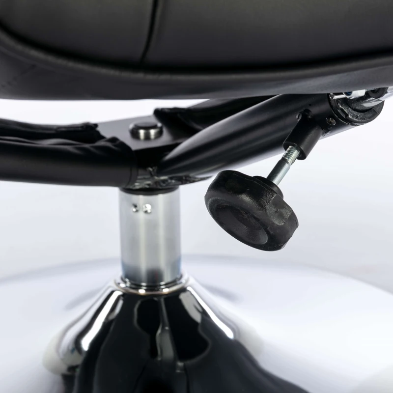 PU Massage Chair with Ottoman Foot Stool, Heating Points, Ergonomic Backrest, Base Adjustable Swivel Lounger Chair, 79x79x106 cm, Black