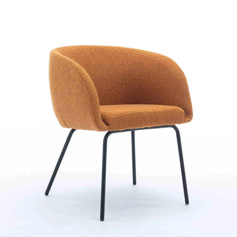 2 Pack Modern Lounge Chair with Black Powder Coated Metal Legs, Wingback Armchair for Dining Table, 58x58x78 cm, Orange