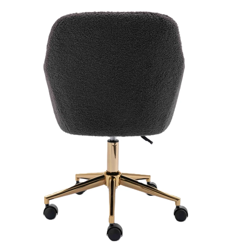 Adjustable Height Ergonomic Swivel Executive Office Chair with Gold Legs and Backrest, 58x58x86 cm, Dark Gray