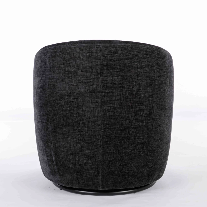 Chenille Fabric Swivel Armchair with Ergonomic Backrest, Wooden Frame, Sofa Chairs for Living Room, 64x64x71 cm, Black