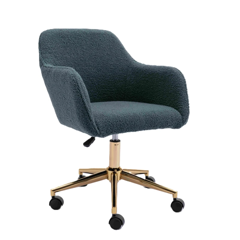 Adjustable Height Ergonomic Swivel Executive Office Chair with Gold Legs, 58x58x86 cm, Green