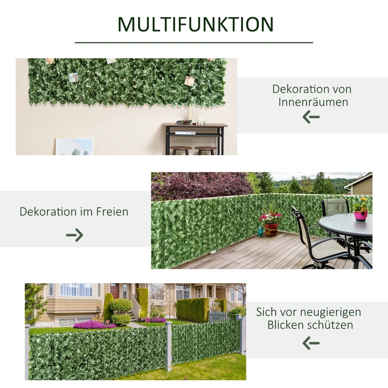 Outsunny Kunsthaag Kunstplant, Kunstmatige Klimplant, 240cm x 100cm Groen