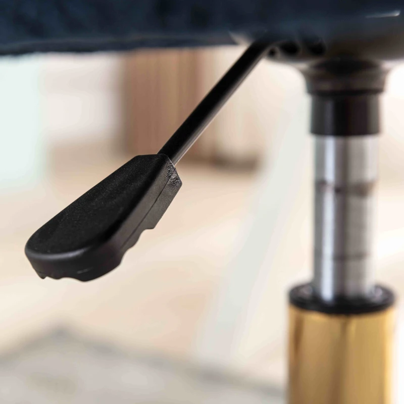 Adjustable Height Ergonomic Swivel Executive Office Chair with Gold Legs, 58x58x86 cm, Dark Blue