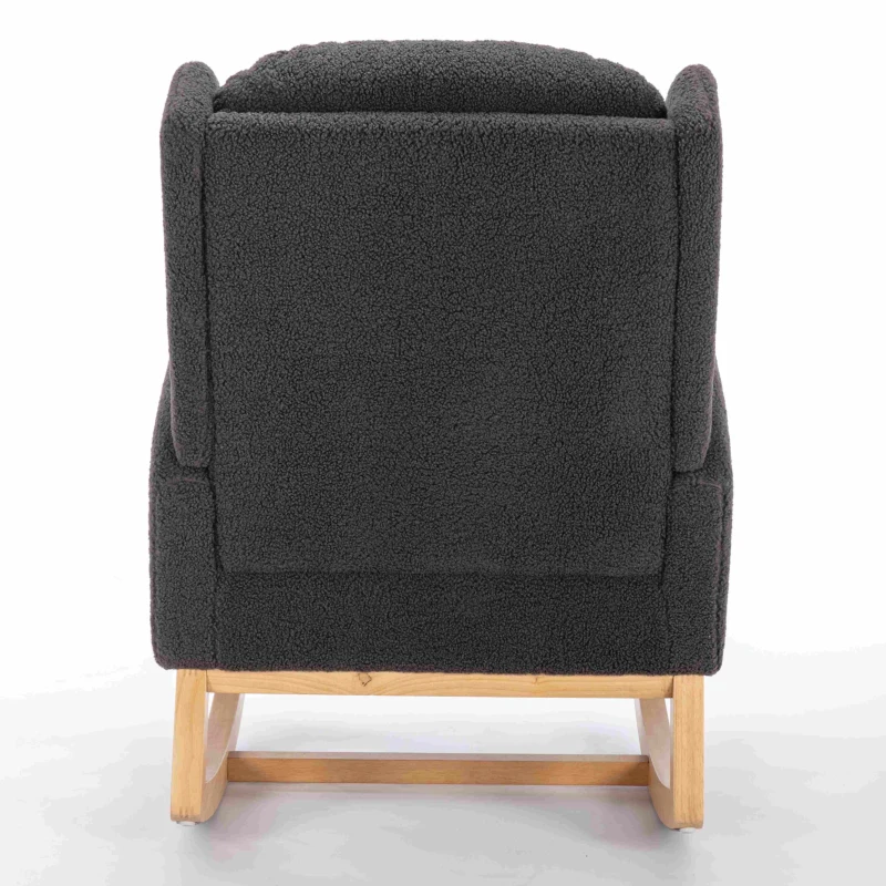 Modern Teddy Fabric Sofa Chair with Padded Seat, Upholstered Wingback Chair for Living Room, Bedroom, 96.5x71x101 cm, Grey