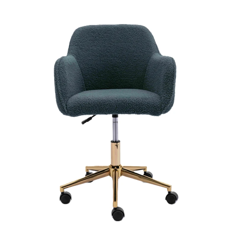 Adjustable Height Ergonomic Swivel Executive Office Chair with Gold Legs, 58x58x86 cm, Green