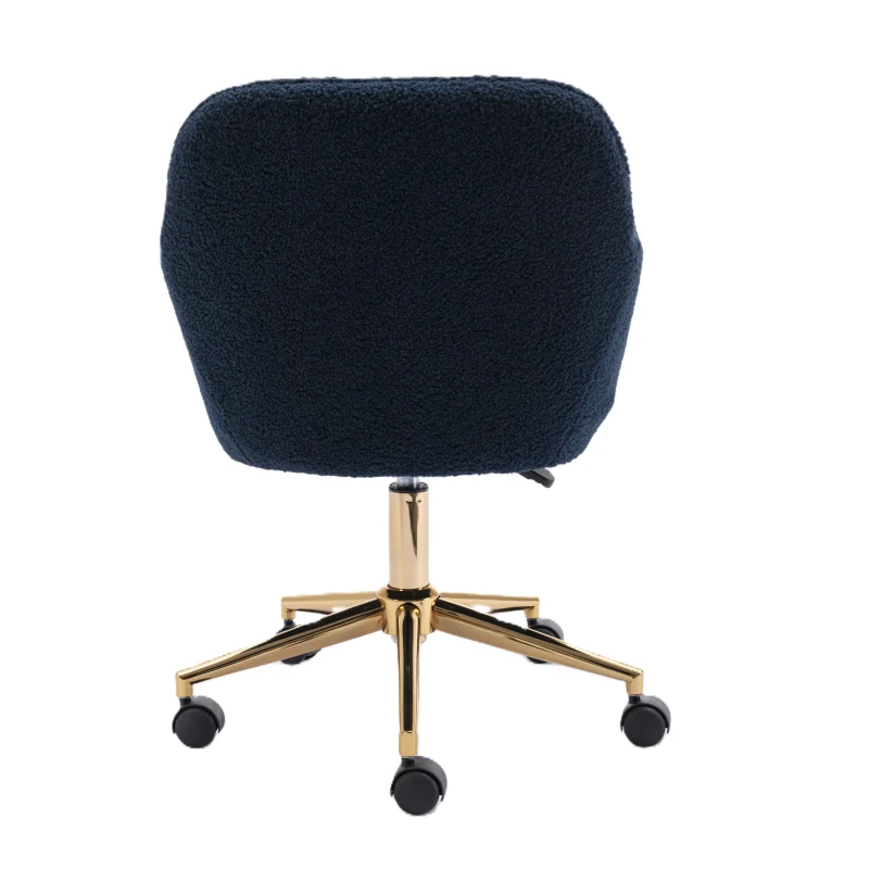Adjustable Height Ergonomic Swivel Executive Office Chair with Gold Legs, 58x58x86 cm, Dark Blue
