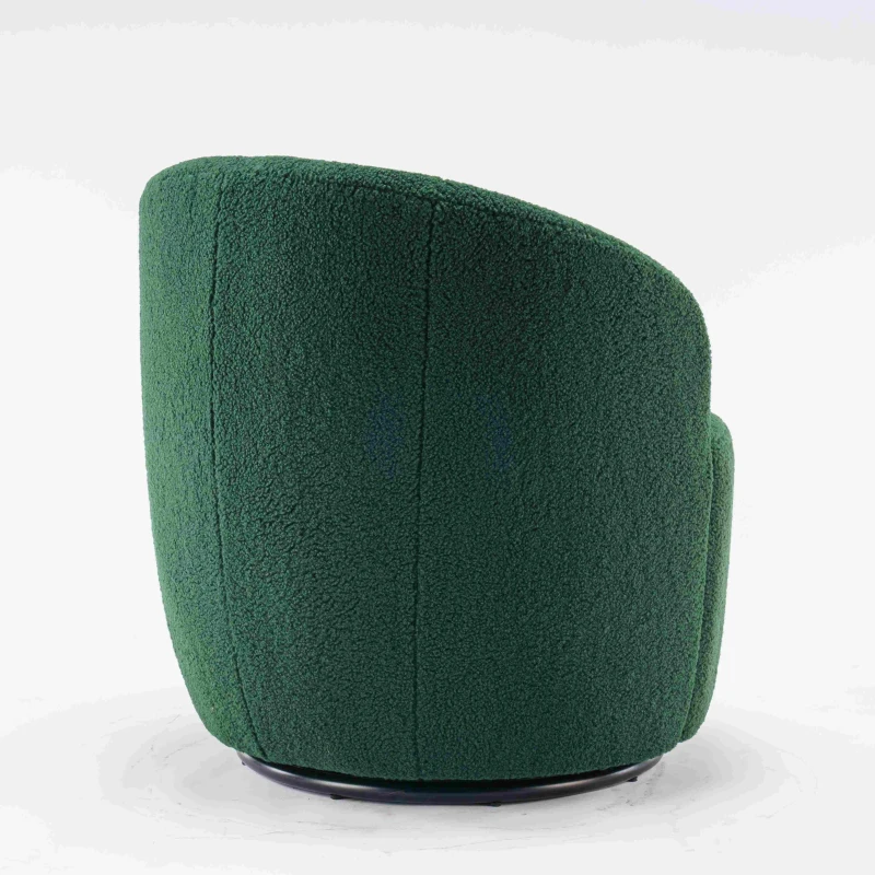 Teddy Fabric Swivel Armchair with Ergonomic Backrest and 360° Rotation, Sofa Chairs for Reading Room, 64x64x71 cm, Dark Green