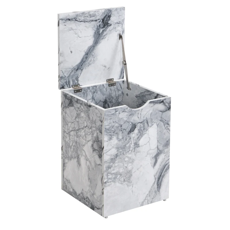 Table basse multifonctionnelle gigogne en marbre moderne, grande table avec tiroirs, petite table avec rangement, 100x33,5x70 cm + 32x32x50 cm, Blanc