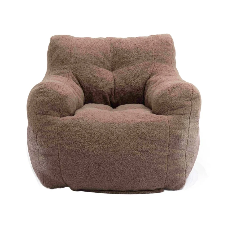 Teddy Fabric Recliner Sofa with Soft Tufted Foam, No Assembly Required, Kids Chair for Bedroom, Study, Living Room, 100x94x70 cm, Brown