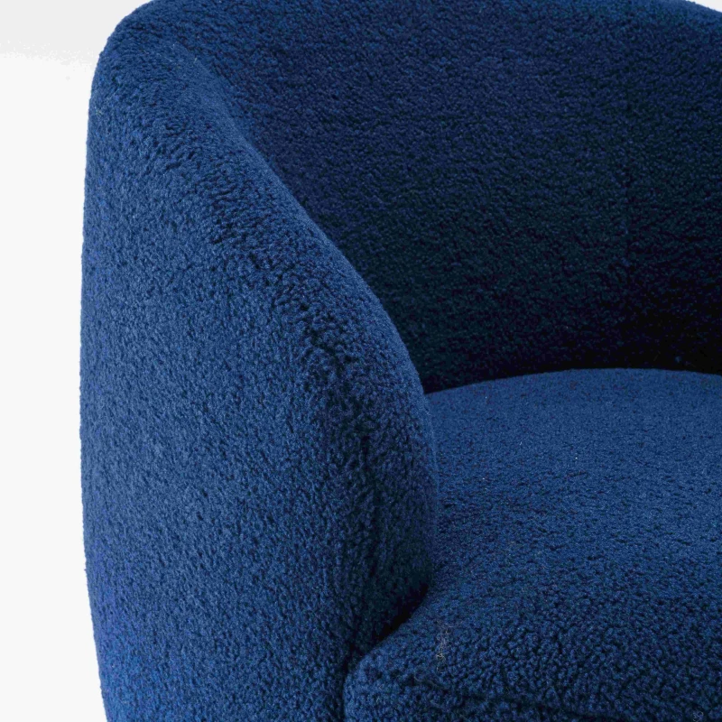 Teddy Fabric Swivel Armchair with Ergonomic Backrest, 360° Swivel Sofa Chairs for Living Room, 64x64x71 cm, Dark Blue