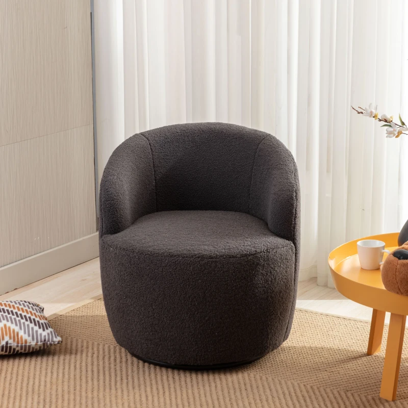 Teddy Fabric Ergonomic Chair with Comfy Backrest, Executive Home Office Chair with 360° Swivel, 64x64x71 cm, Dark Gray
