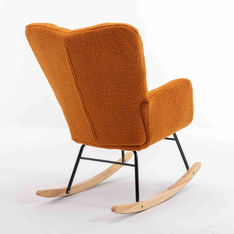 Modern Teddy Armchair with Padded Seat, Fabric Tufted Upholstered Rocking Garden Chair, 80x70x95 cm, Caramel