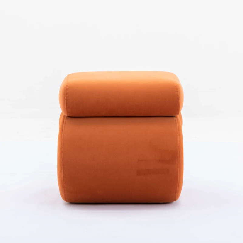 Velvet Ottoman Pouffe Wavy Pouf, S-Shape Wavy Foot Stool, No Assembly Required, Orange