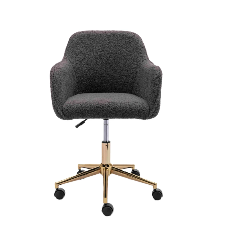 Adjustable Height Ergonomic Swivel Executive Office Chair with Gold Legs and Backrest, 58x58x86 cm, Dark Gray
