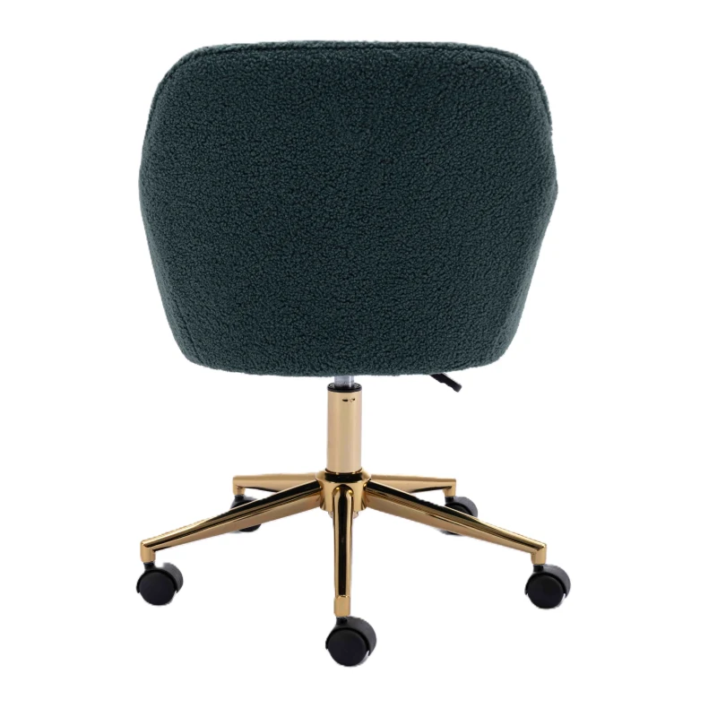 Adjustable Height Ergonomic Swivel Executive Office Chair with Gold Legs, 58x58x86 cm, Green