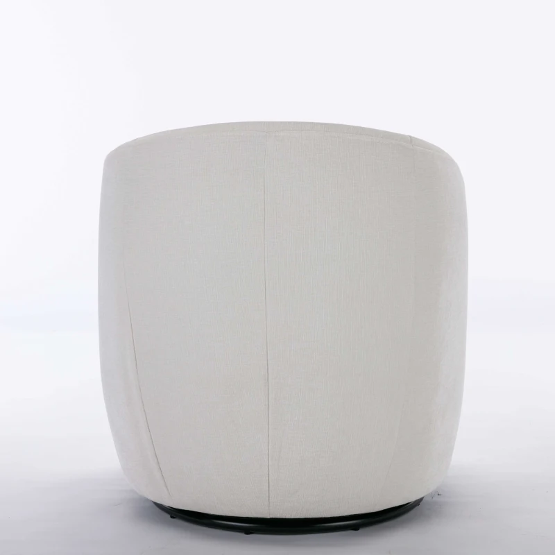 Chenille Fabric Swivel Armchair with Ergonomic Backrest and Wooden Frame, Sofa Chairs for Living Room, 64x64x71 cm, Ivory