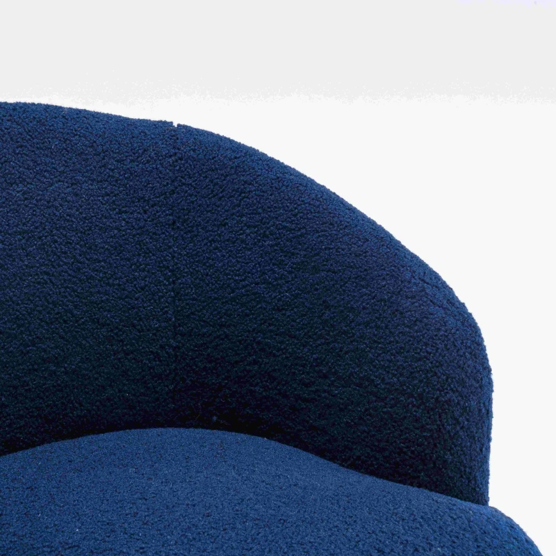 Teddy Fabric Swivel Armchair with Ergonomic Backrest, 360° Swivel Sofa Chairs for Living Room, 64x64x71 cm, Dark Blue